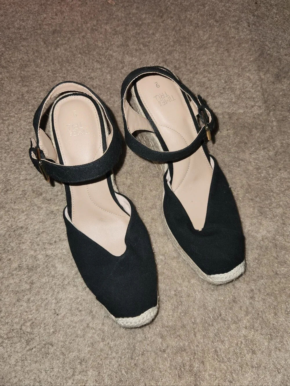 Time And Tru Black Wedge Sandal Heels | Formal | W9